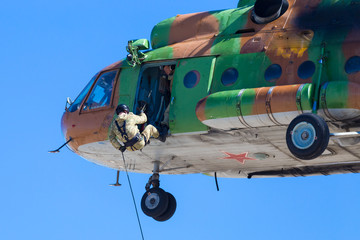 Russian special forces despatch from the helicopter