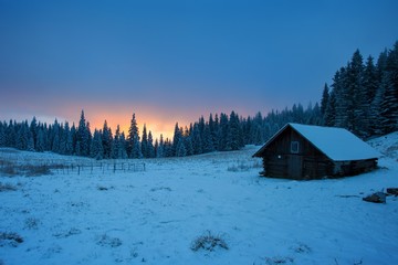 Fresh snow on the Troms county after a short winter in May. A beautiful frosty landscape in winter  Winter landscape in norway or sweden during a sunny day 