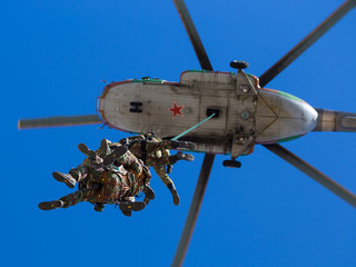 Russian special forces despatch from the helicopter