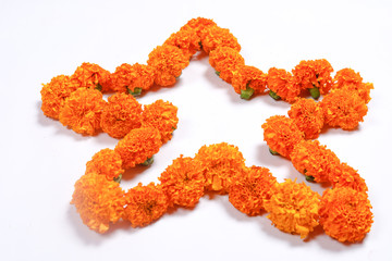Marigold Flower rangoli Design for Diwali Festival , Indian Festival flower decoration