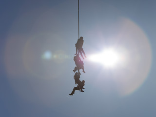 Special Forces descend on a rope