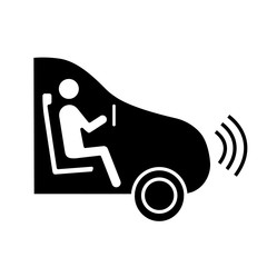Autonomous car with partial automation glyph icon
