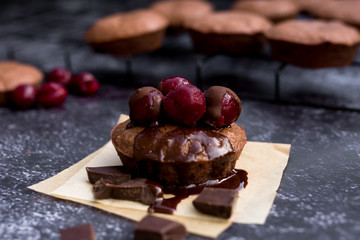 chocolate cupcake with a cherry