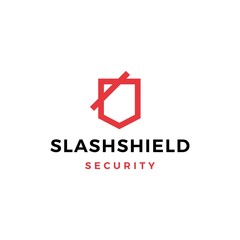 Fototapeta premium slash shield logo vector icon