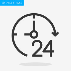 24 Hour Service Line Icon Editable Stroke Pixel Perfect Vector