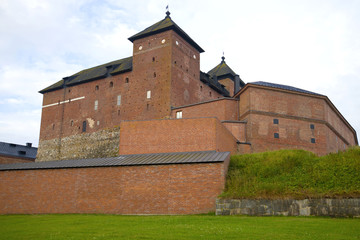 At the walls of the fortress Hameenlinna in the early July morning. Finland