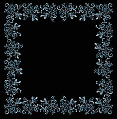 Floral frame of abstract leaves and berries. Hand drawing watercolor. For congratulations, cards, price tags, flyers.