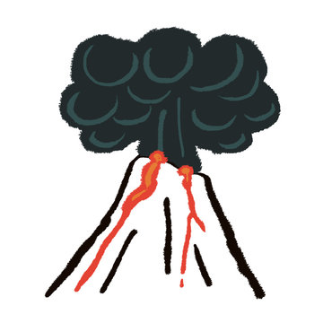 volcano erupting with black smoke and lava clip art preview