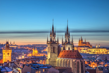 Prague panoramic view over historical center