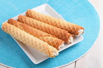 Gaufres de Montcuq, rolled wafers with cream filling