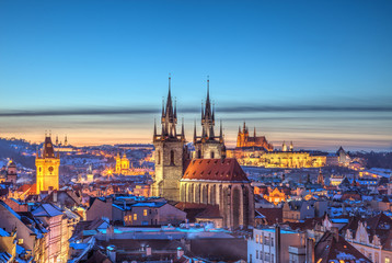 Prague panoramic view over historical center