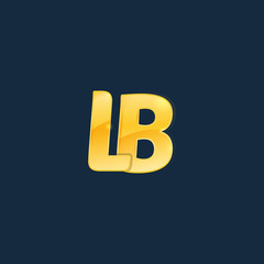 Initial letters LB, L, B with logo design inspiration gold metallic texture, trendy, 3d glossy texture, overlapping, based alphabet logo for media or company identity, isolated on black background.
