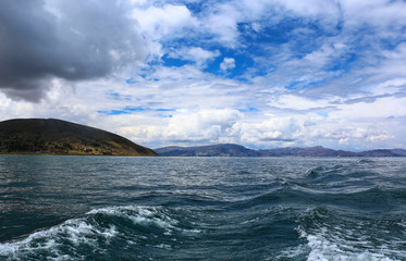 Beautiful view of Titicaca lake near Puno, Peru