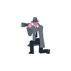 Mysterious man takes aim with a photo camera