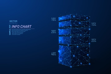 Abstract polygonal light of 3D Pie chart infographic