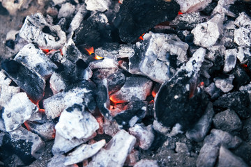 Smoldering ashes bonfire closeup fire bbq burn