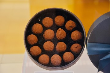 Belgian truffles in luxurious box.