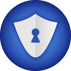 Shield of the security of information on the Internet on blue background. shield icon vector. Digital Ethics and Privacy concept
