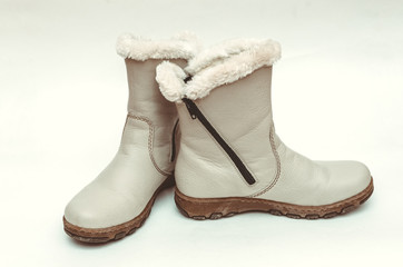 boots on a white background, women's boots,