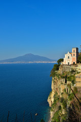 A church on the rock, overlooking the sea of ​​Naples