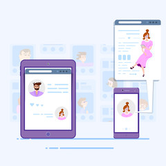Social networks concept tablet and smartphone communication of people