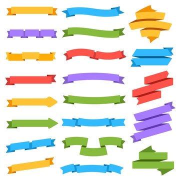 Ribbons set. Blank colorful label price tag banner bookmark vintage isolated vector collection