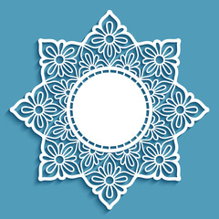 Round lace doily with cutout border ornament