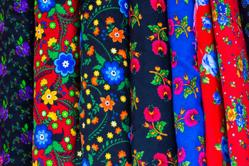 Pots of flowers against the blue sky.