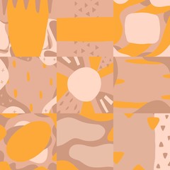 Color web banners. Geomtric vectors trendy backgrounds. Vector design background. Modern design template. Soft modern template for text in vector in beige and yellow colors. Card on a soft background