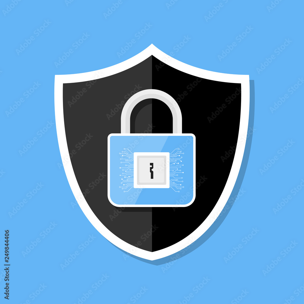 Poster lock security password security circuit illustration vector