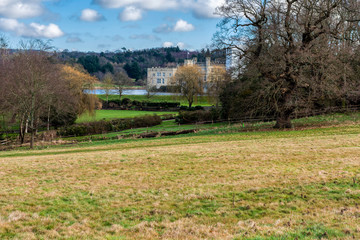 Obraz premium Leeds Castle near Maidstone in Kent, England viewed from one of the many local footpaths