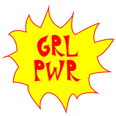 Girl power inscription handwritten with bright pink vivid font. GRL PWR hand lettering. Feminist slogan. Modern print.