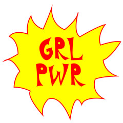 Girl power inscription handwritten with bright pink vivid font. GRL PWR hand lettering. Feminist slogan. Modern print.