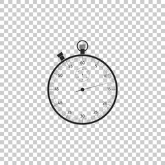 Classic stopwatch icon isolated on transparent background. Timer icon. Chronometer sign. Flat design. Vector Illustration