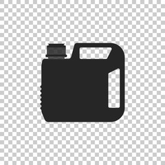Plastic canister for motor machine oil icon isolated on transparent background. Oil gallon. Oil change service and repair. Engine oil sign. Flat design. Vector Illustration