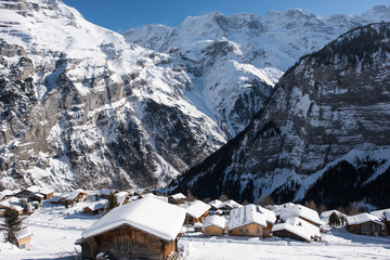 Gimmelwald, beautiful mountain village in switzerland near eiger, monch and jungfrau.
