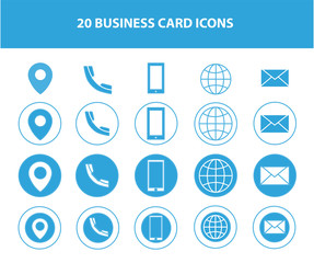 Vector business card contact information icons - Vector