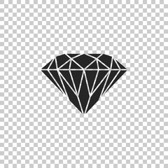 Diamond sign isolated on transparent background. Jewelry symbol. Gem stone. Flat design. Vector Illustration