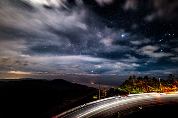 Viewpoint of the stars on the high peaks of Thailand