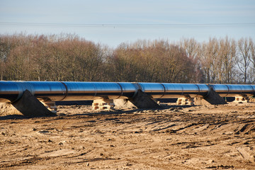 Construction site of the European natural gas pipeline EUGAL near Wrangelsburg (Germany) on 16.02.2019, this pipeline begins in Lubmin at the landing site of the Nord Stream 1 and 2 Pipline.