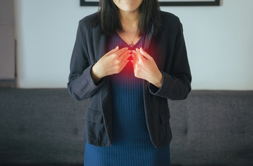 Asian woman having or symptomatic reflux acids,Gastroesophageal reflux disease,Because the...