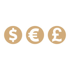 Coins dollar, euro, pound sterling, currency symbols, finance vector illustration isolated on white background