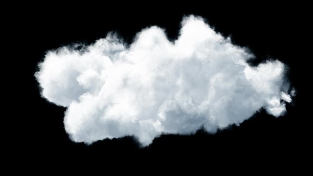 Isolated cloud on transparent background, seamless animation loop, ready of compositing