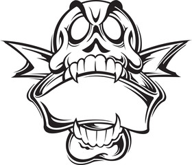 Skull with banner
