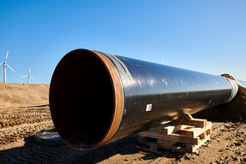 Construction site of the European natural gas pipeline EUGAL near Wrangelsburg (Germany) on...