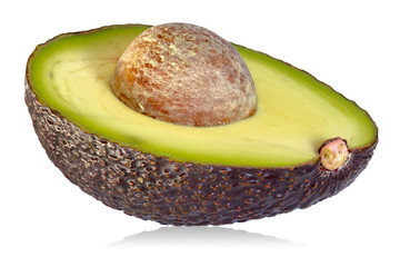 avocado slice half stone isolated