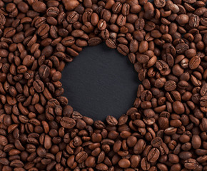 Coffee beans arround the circle