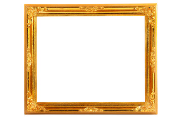 GOLDEN FRAME ISOLATED ON WHITE BACKGROUND. GOLD FRAME.