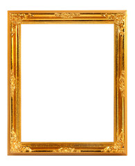 GOLDEN FRAME ISOLATED ON WHITE BACKGROUND. GOLD FRAME.