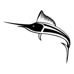 Vector, isolated, flat image of fish marlin on a white background